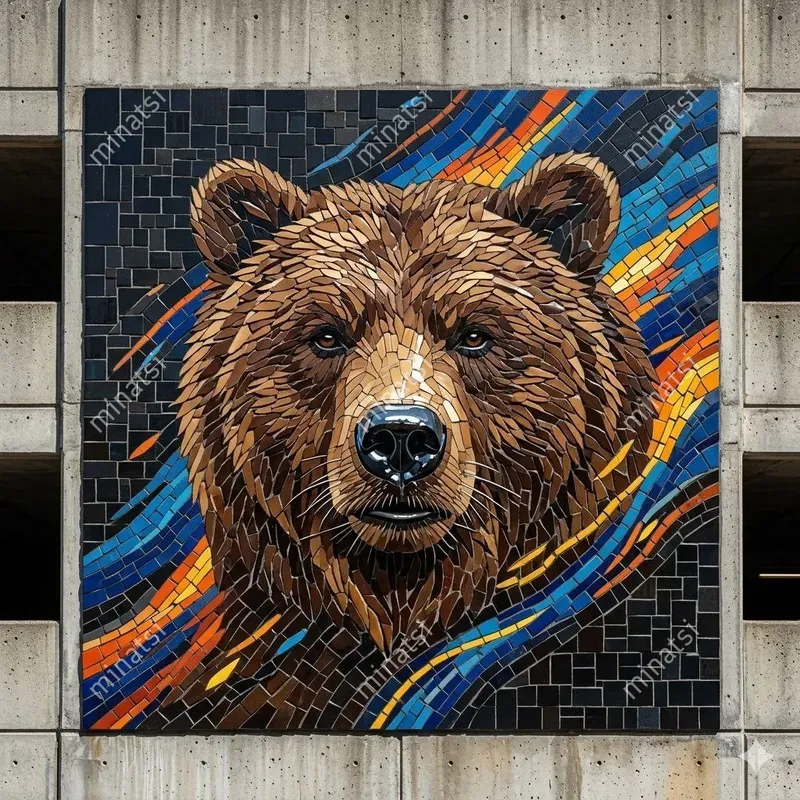Hyperrealistic Urban Tiger Mosaic Art
