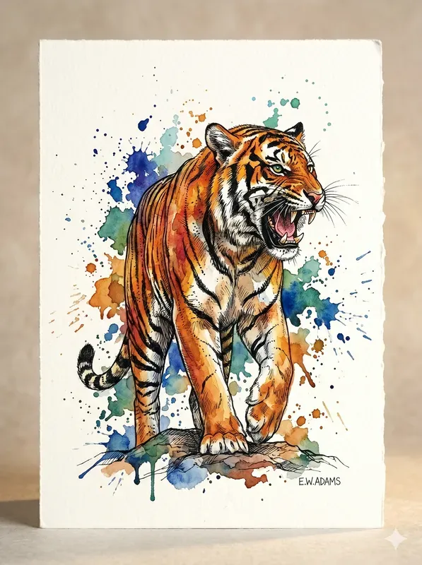 Ink Sketches And Watercolor Animals