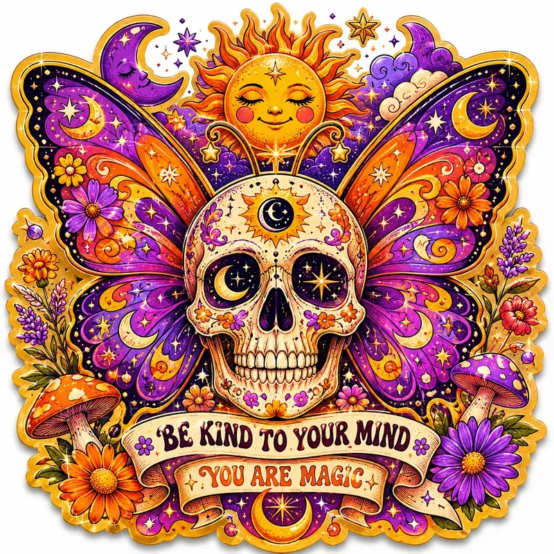 Psychedelic Mindful Self Care Stickers