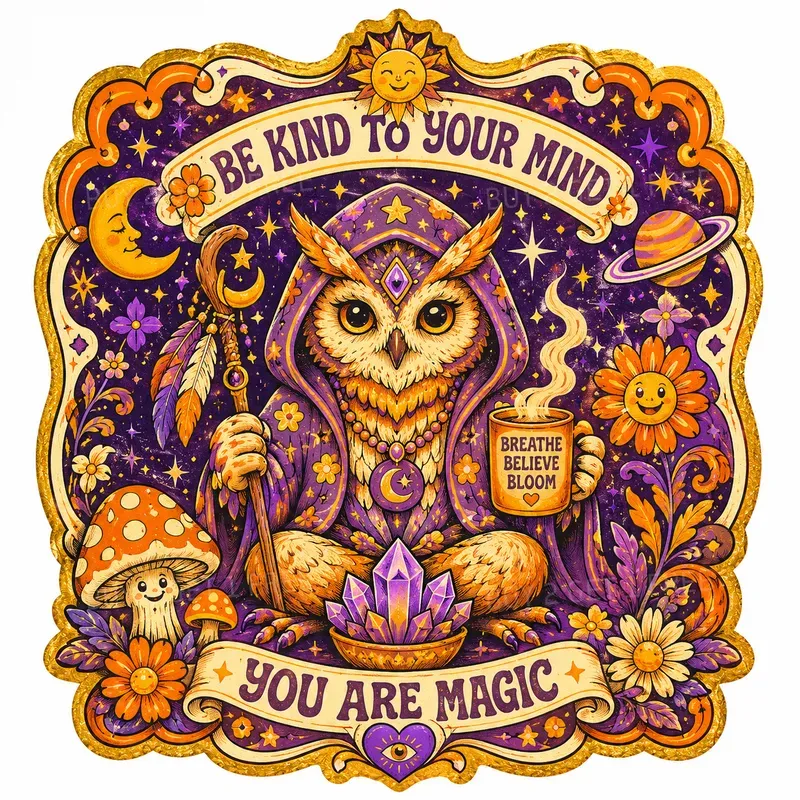 Psychedelic Mindful Self Care Stickers