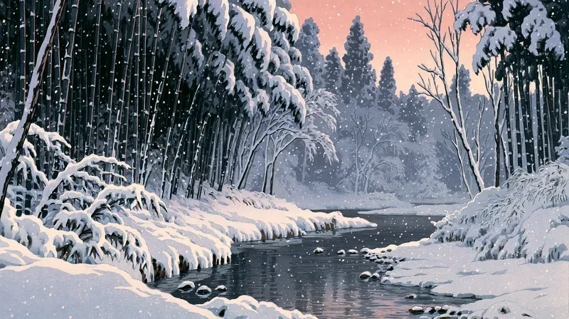 Japanese Woodblock Winter Frame Tv Art