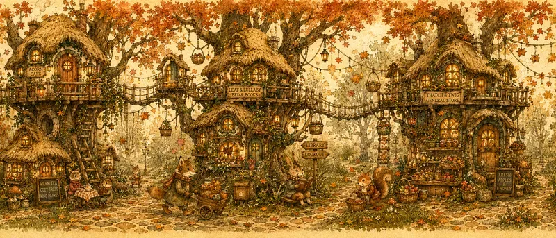 Vintage Fairytale Village Washi Tape Art