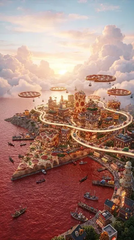 Surreal Food City Worlds