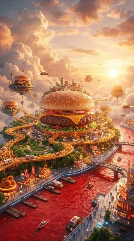 Surreal Food City Worlds