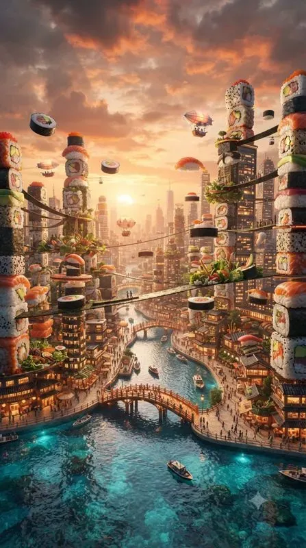 Surreal Food City Worlds