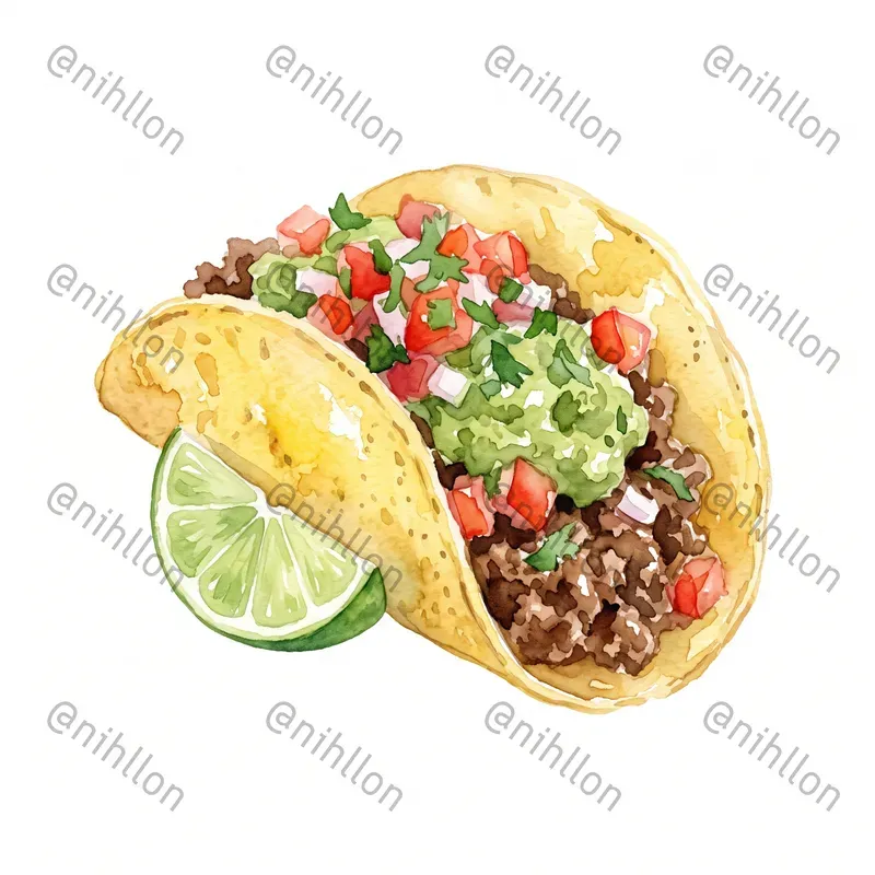Watercolor Fast Food Cliparts On White