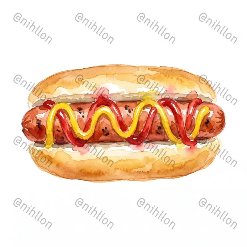 Watercolor Fast Food Cliparts On White