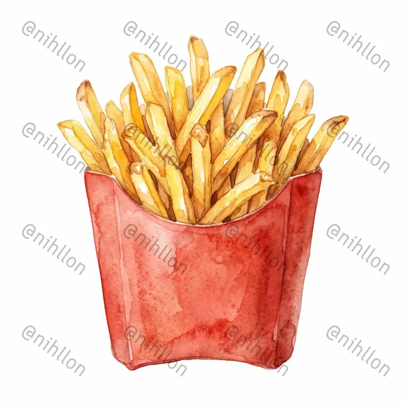 Watercolor Fast Food Cliparts On White