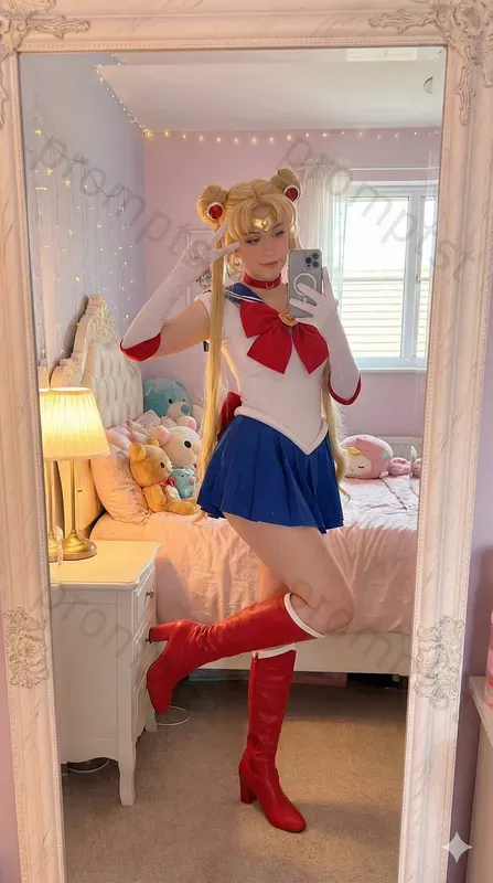 Girls Cosplay Fit Check Mirror Selfies