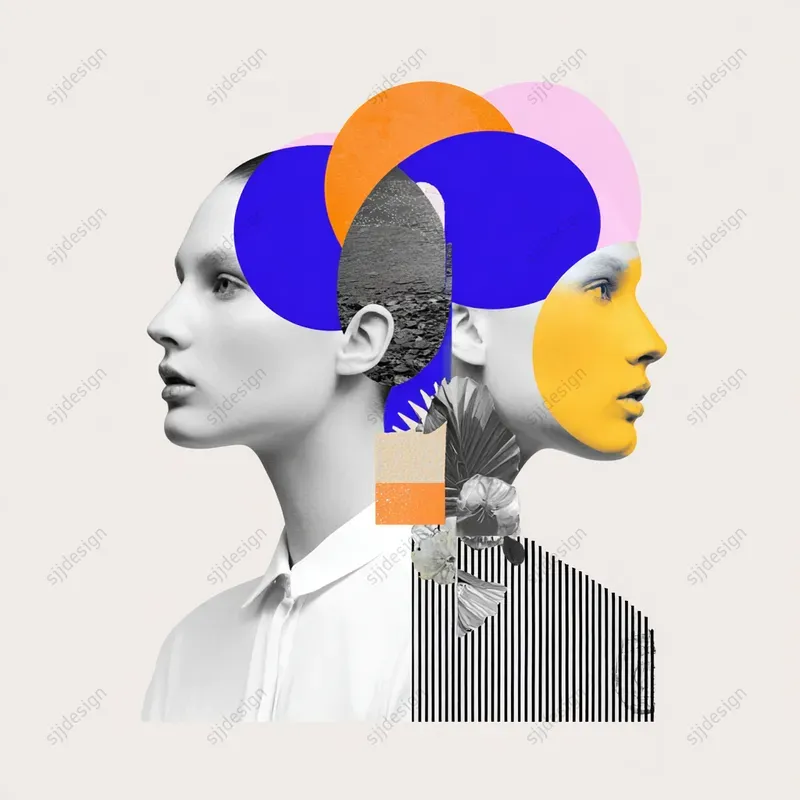 Abstract Geometric Face Collages