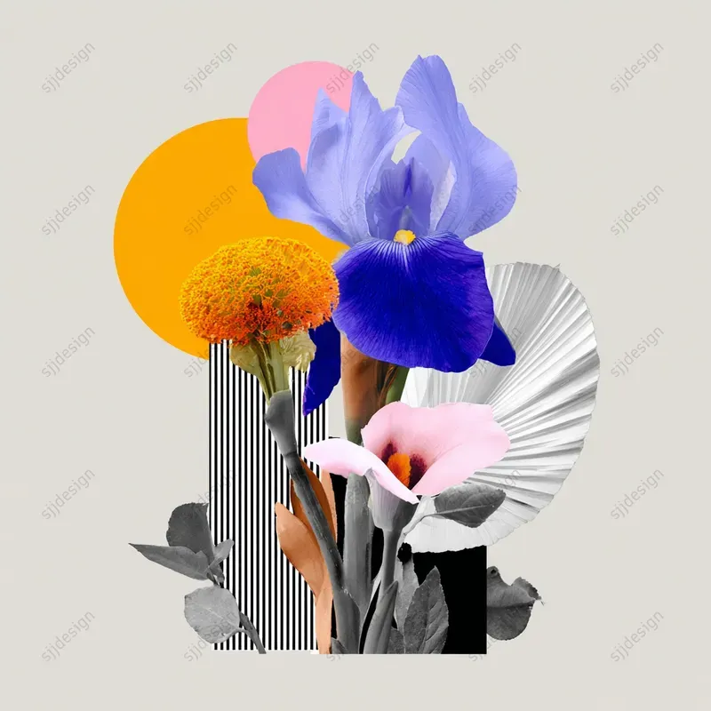 Abstract Geometric Face Collages