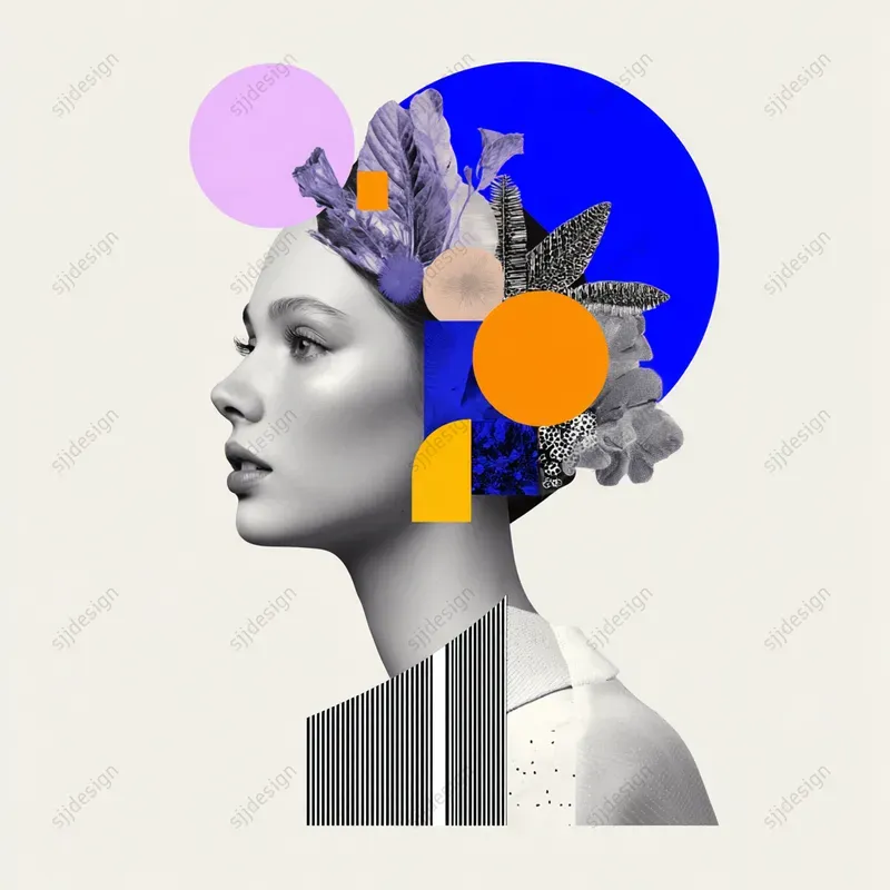 Abstract Geometric Face Collages