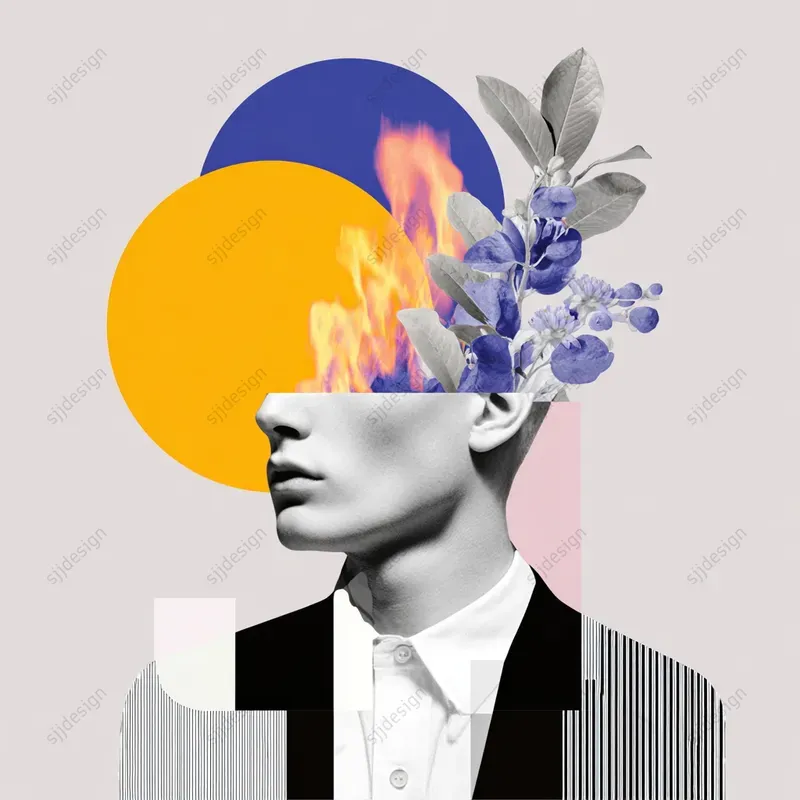 Abstract Geometric Face Collages