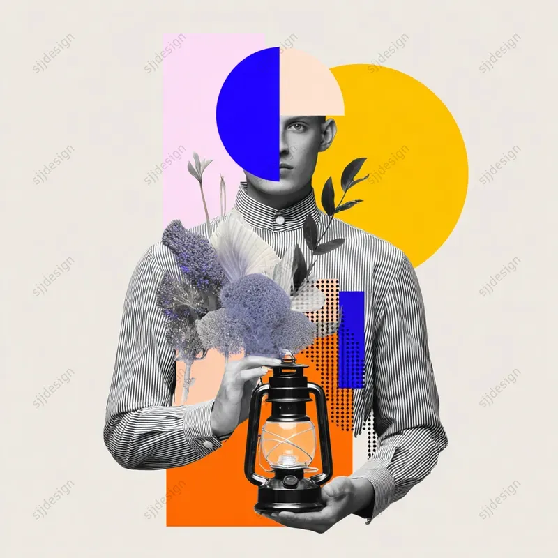 Abstract Geometric Face Collages