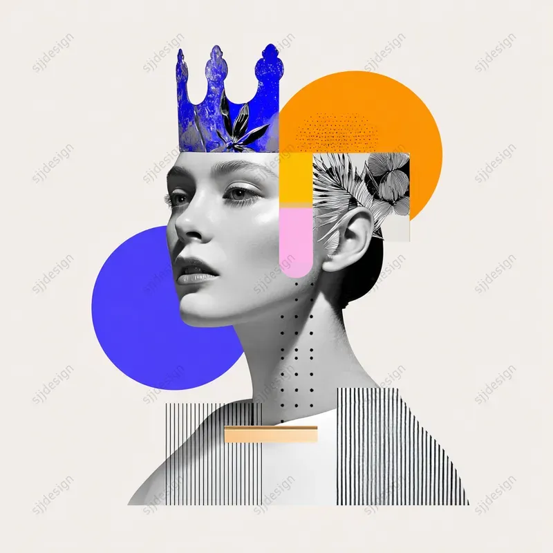 Abstract Geometric Face Collages