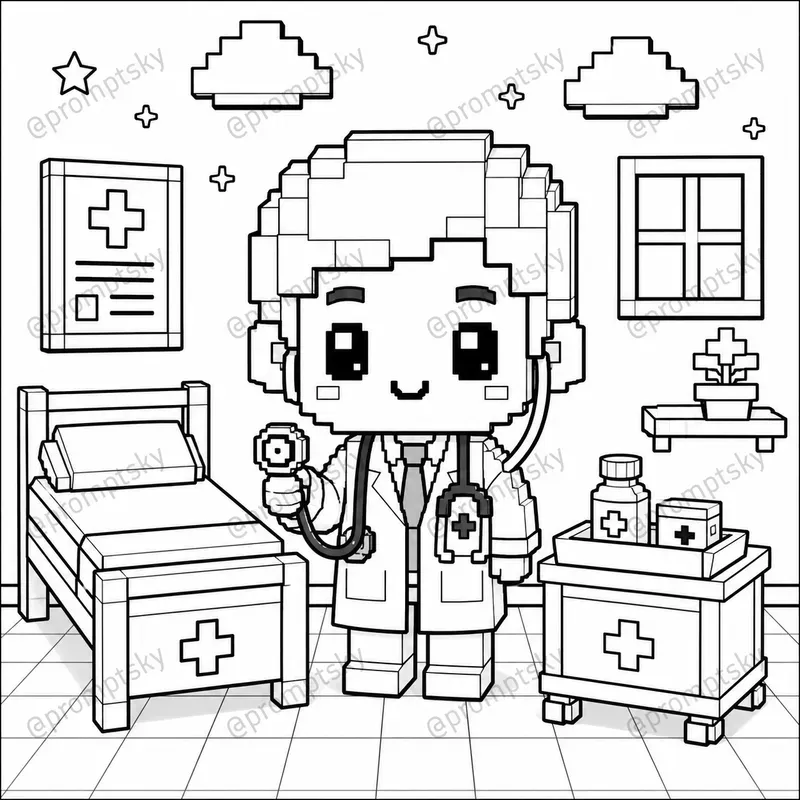 3D Voxel Coloring Book Style