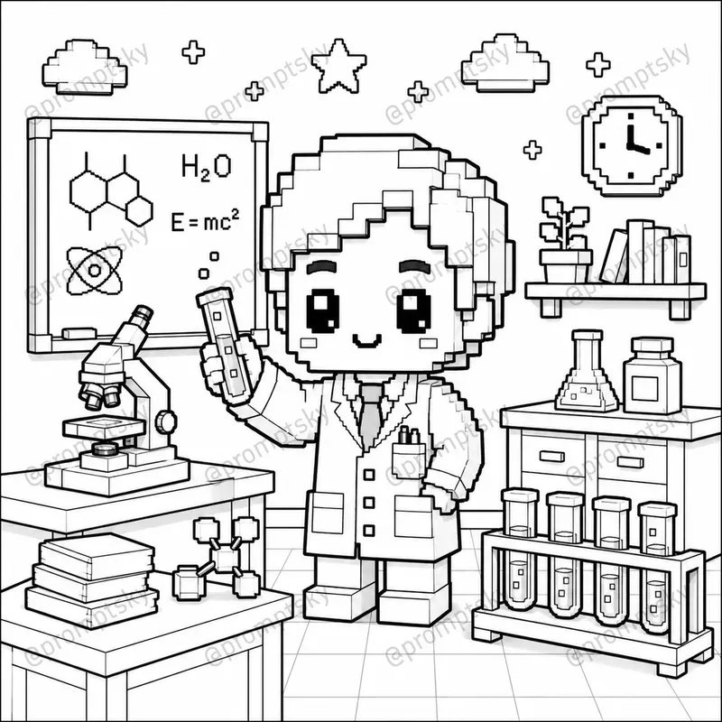 3D Voxel Coloring Book Style