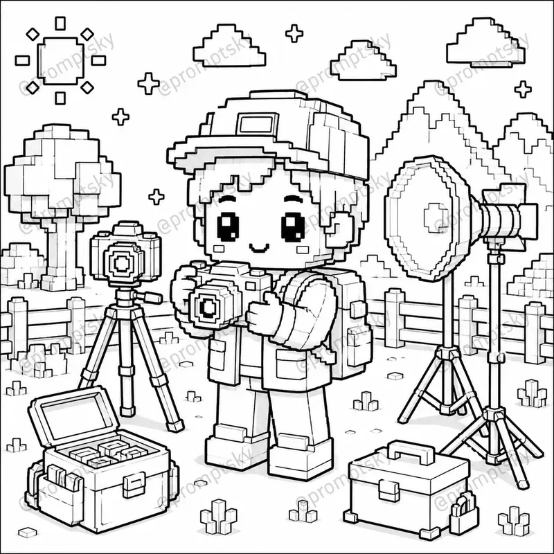 3D Voxel Coloring Book Style