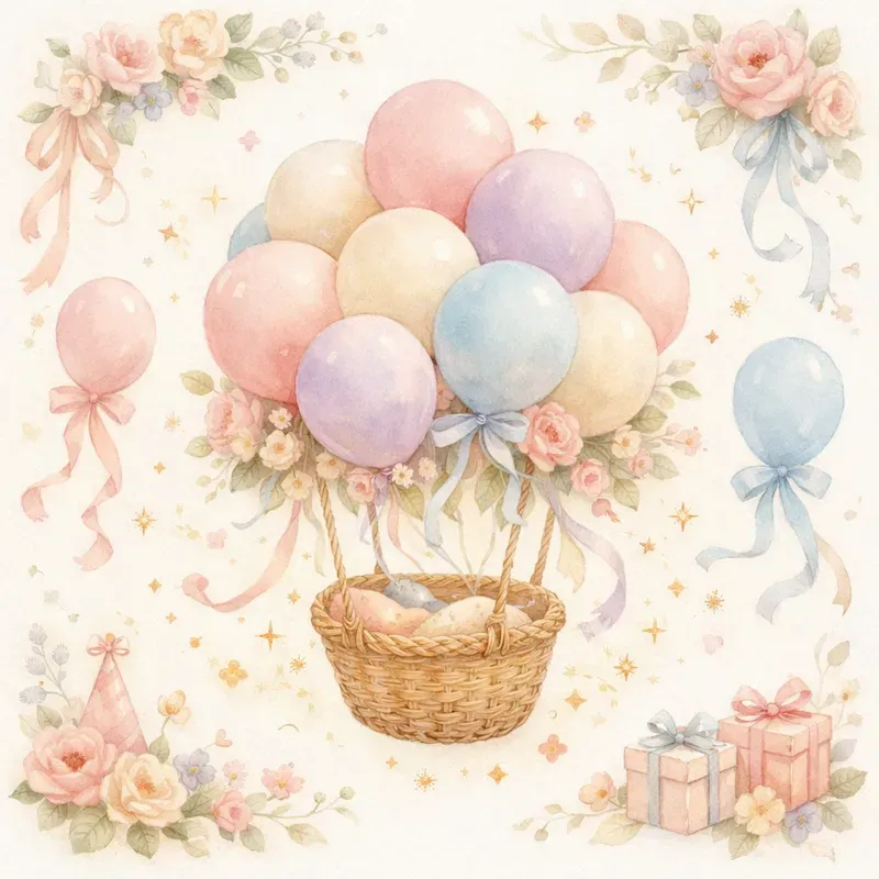 Pastel Vintage Baby Celebration Art