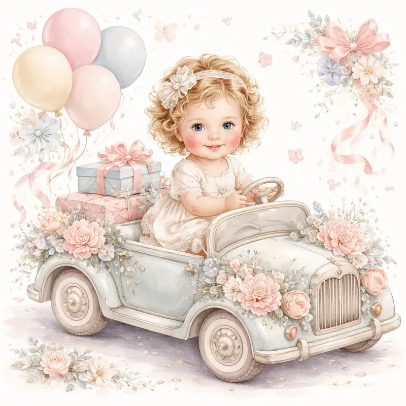 Pastel Vintage Baby Celebration Art