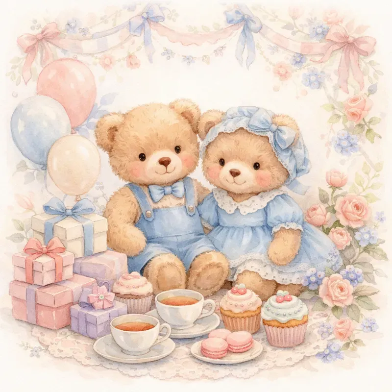 Pastel Vintage Baby Celebration Art