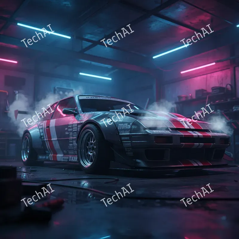 Neon 1980s Rally Car Hero Shots