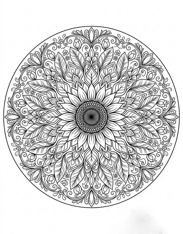 Botanical Mandala Coloring Page Gens