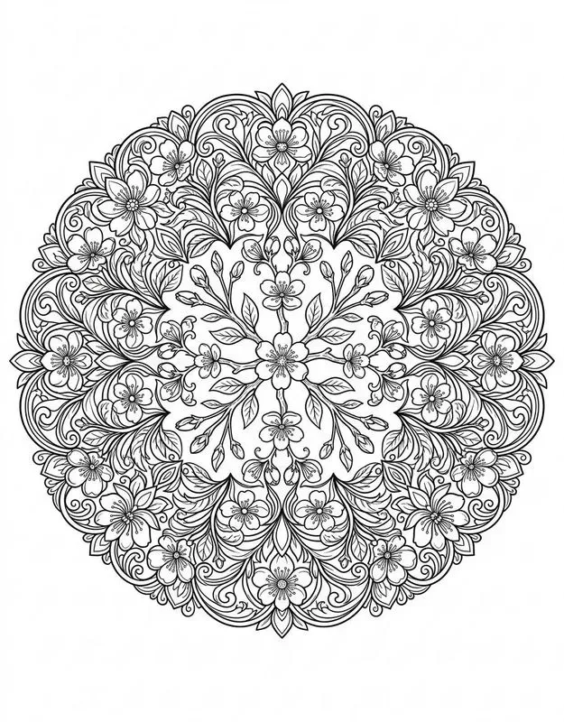 Botanical Mandala Coloring Page Gens