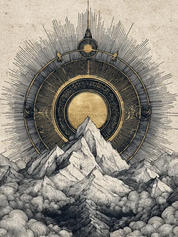 Golden Ink Occult Engraving Art