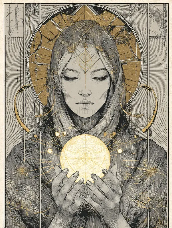 Golden Ink Occult Engraving Art