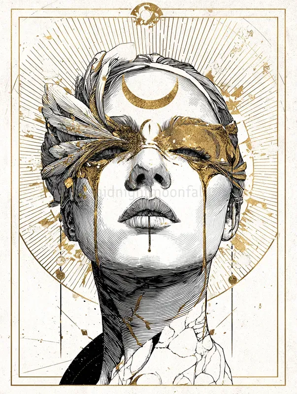 Golden Ink Occult Engraving Art