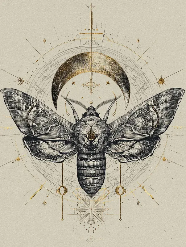 Golden Ink Occult Engraving Art