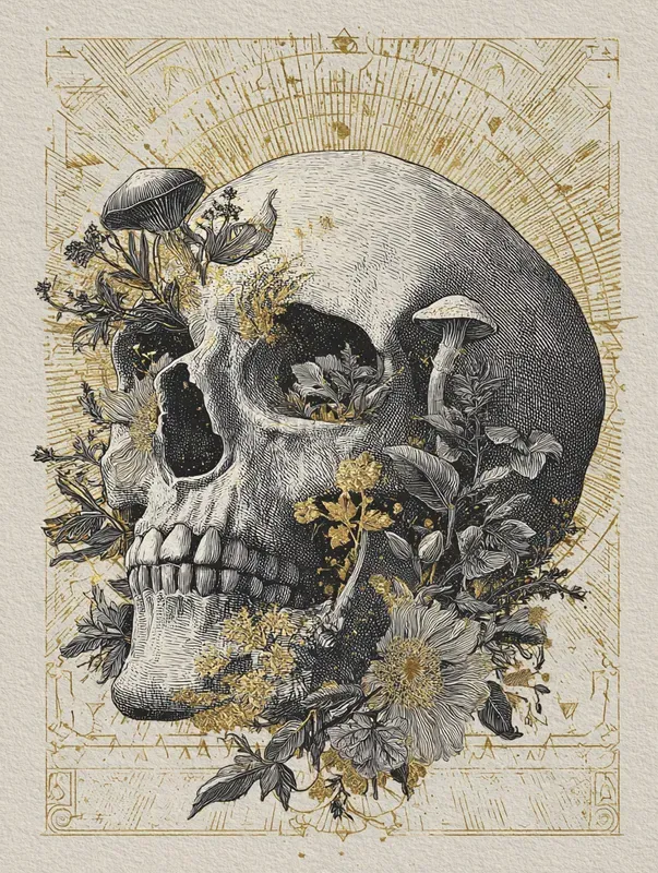 Golden Ink Occult Engraving Art