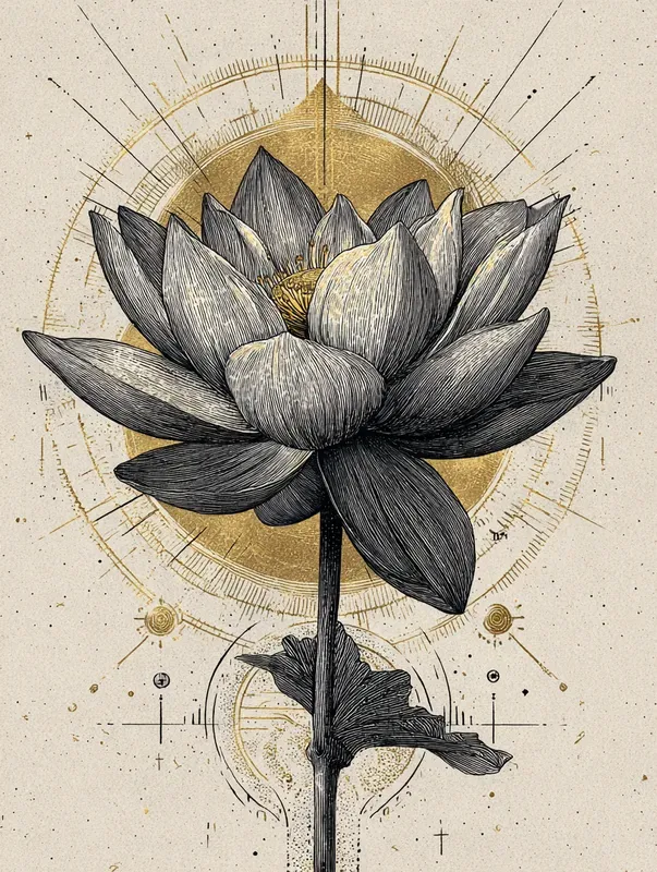 Golden Ink Occult Engraving Art