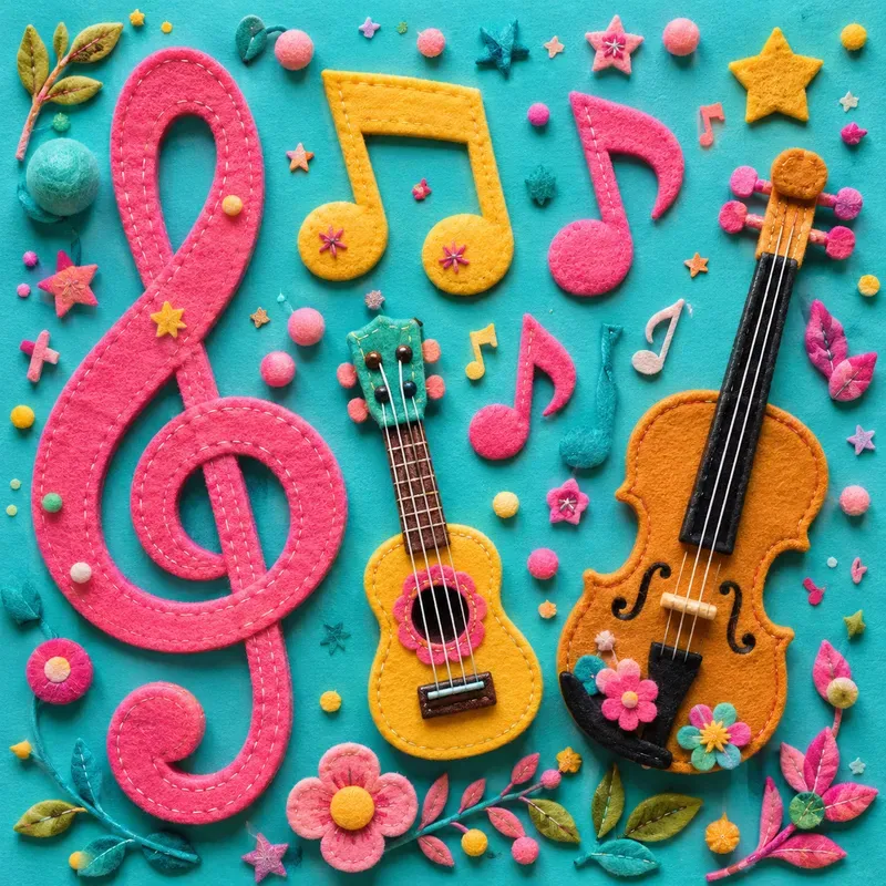 Whimsical Felt Music Flatlays