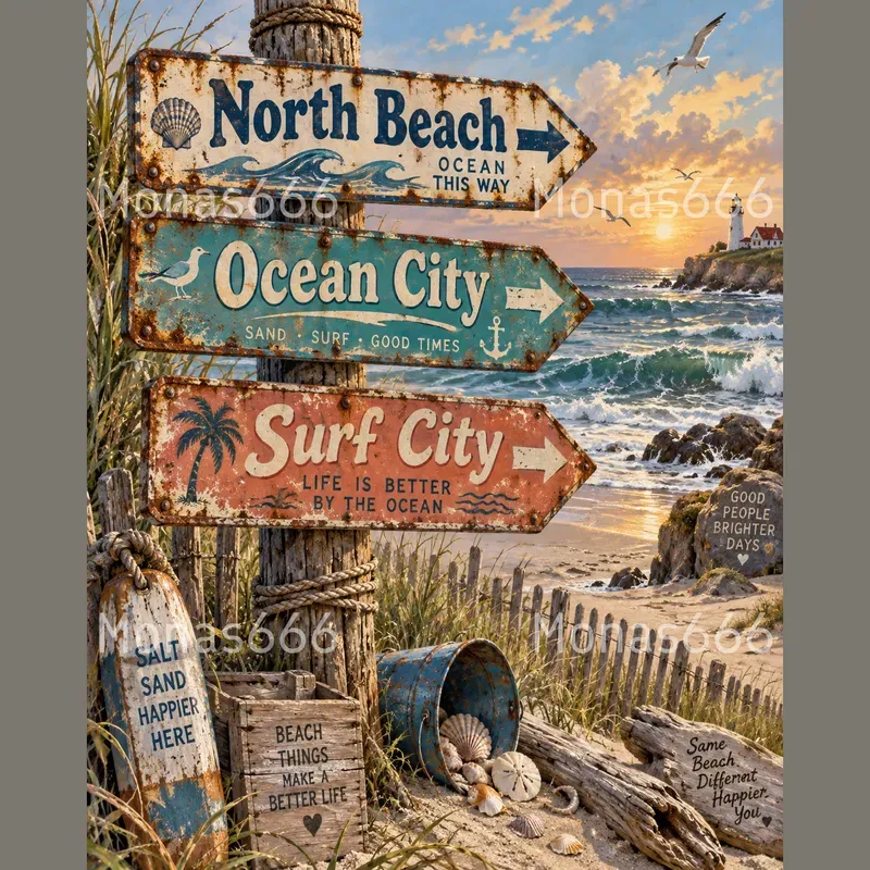 Vintage Rusted Directional Sign Illustrations
