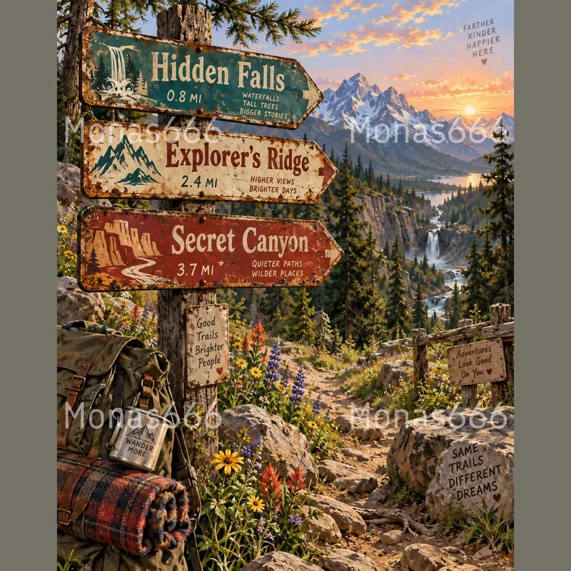Vintage Rusted Directional Sign Illustrations