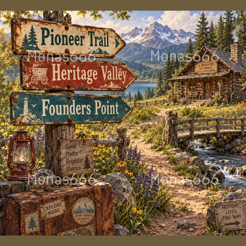 Vintage Rusted Directional Sign Illustrations