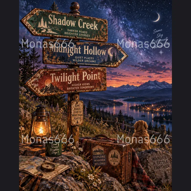 Vintage Rusted Directional Sign Illustrations