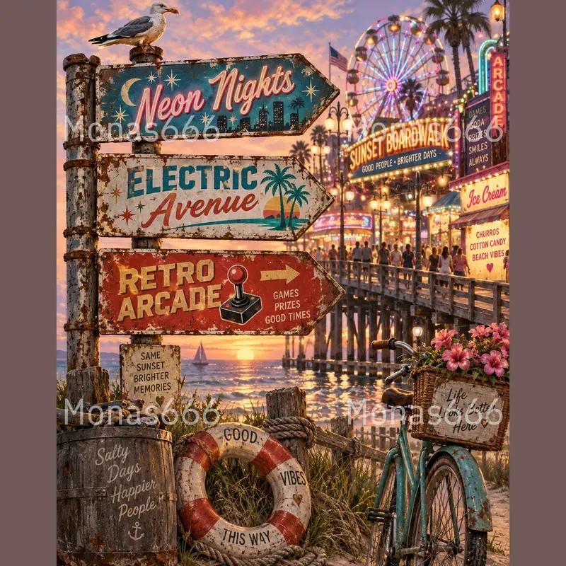 Vintage Rusted Directional Sign Illustrations