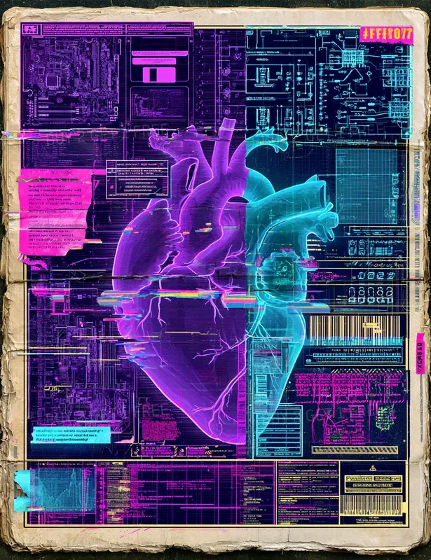 Cyberpunk Tech Collage Sheets