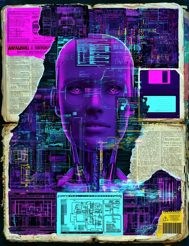 Cyberpunk Tech Collage Sheets