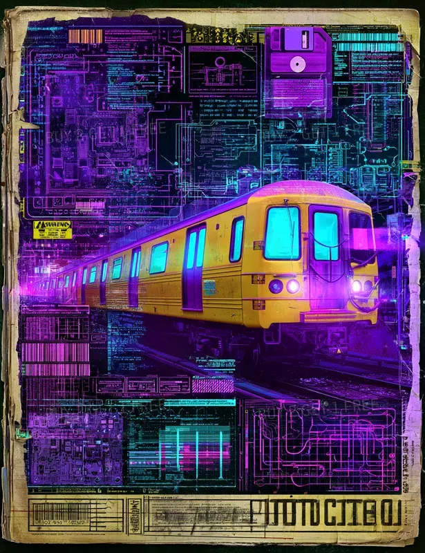 Cyberpunk Tech Collage Sheets