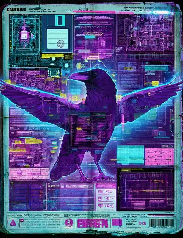 Cyberpunk Tech Collage Sheets