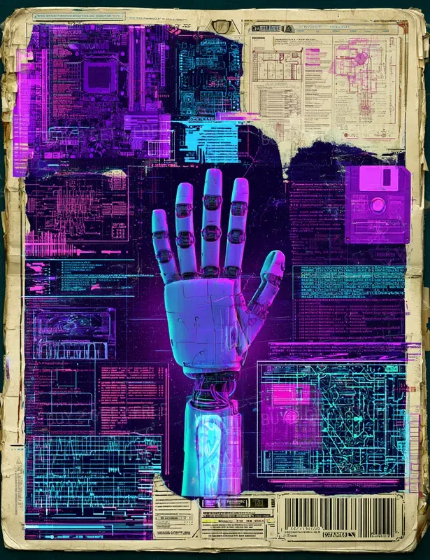 Cyberpunk Tech Collage Sheets