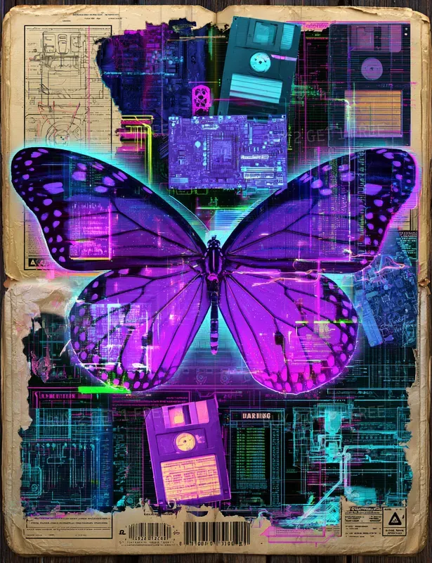 Cyberpunk Tech Collage Sheets
