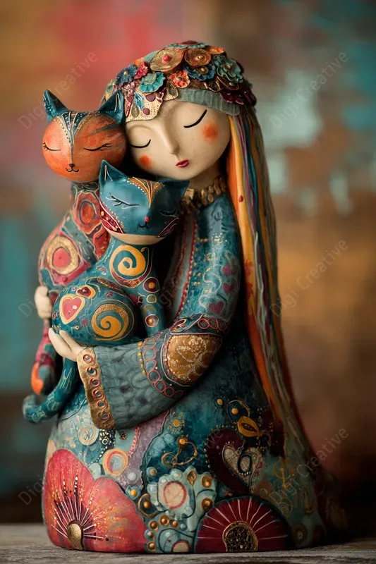 Handcrafted Folk Art Figurine Style
