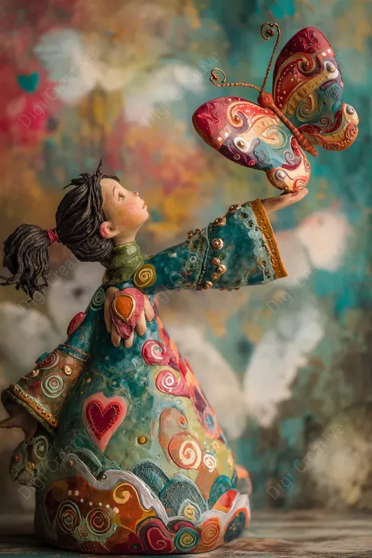 Handcrafted Folk Art Figurine Style