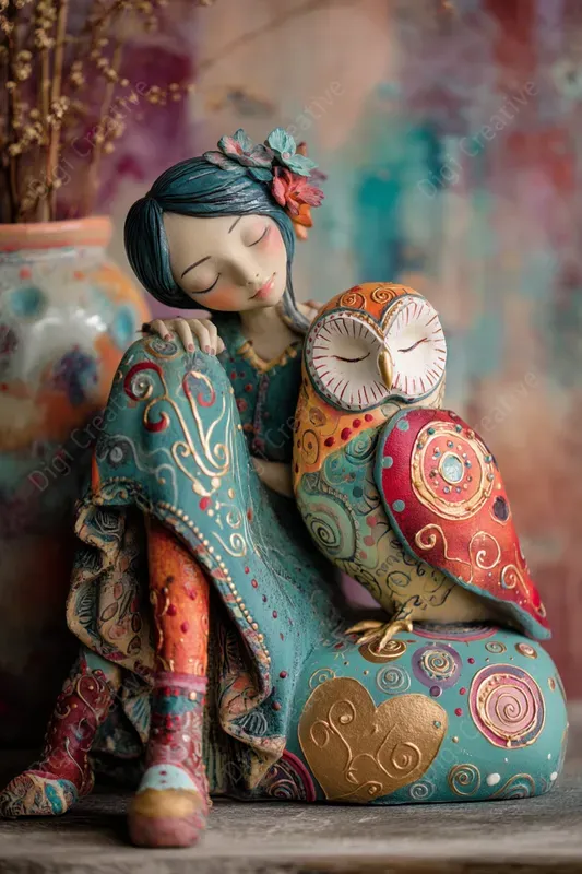 Handcrafted Folk Art Figurine Style