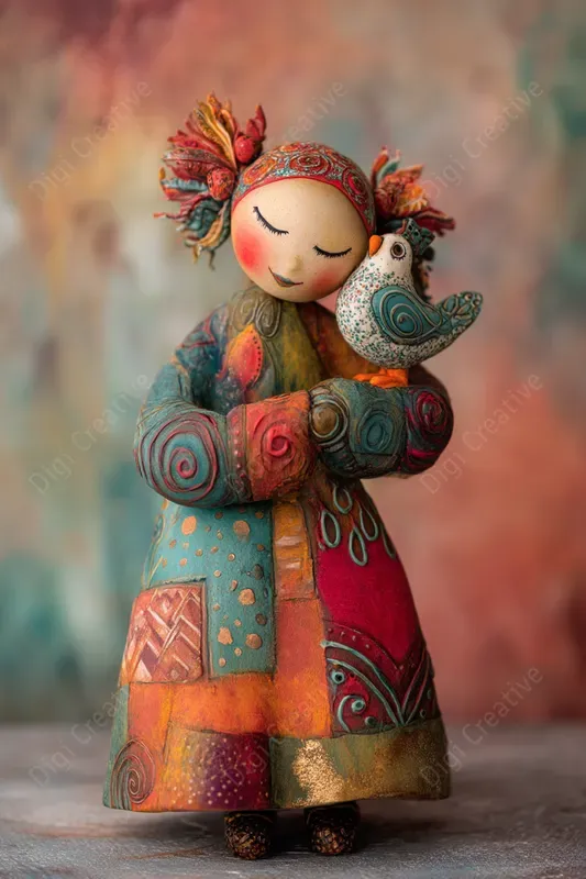 Handcrafted Folk Art Figurine Style